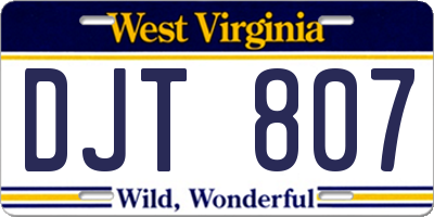 WV license plate DJT807