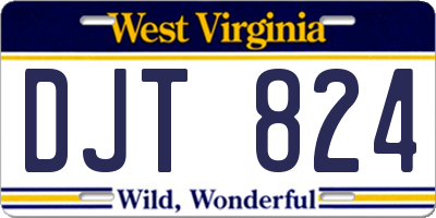 WV license plate DJT824