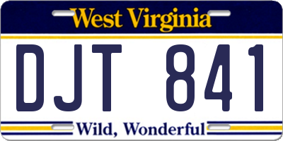 WV license plate DJT841