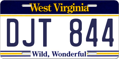 WV license plate DJT844