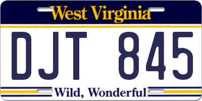WV license plate DJT845