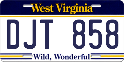WV license plate DJT858