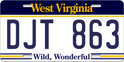 WV license plate DJT863