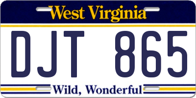 WV license plate DJT865
