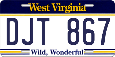 WV license plate DJT867