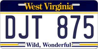 WV license plate DJT875