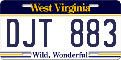 WV license plate DJT883