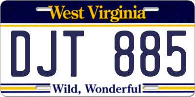 WV license plate DJT885