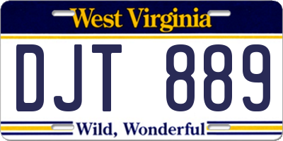 WV license plate DJT889