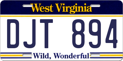 WV license plate DJT894
