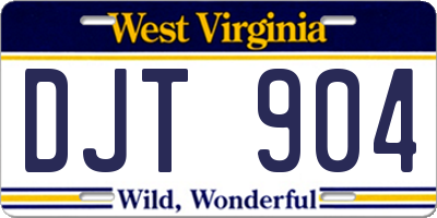 WV license plate DJT904