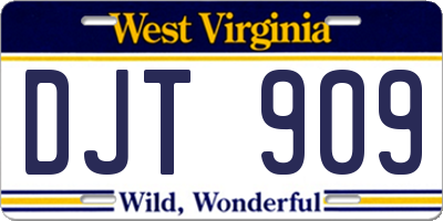 WV license plate DJT909