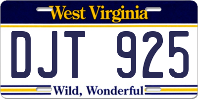 WV license plate DJT925