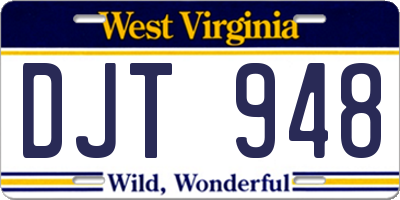 WV license plate DJT948