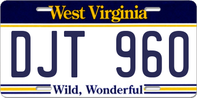 WV license plate DJT960