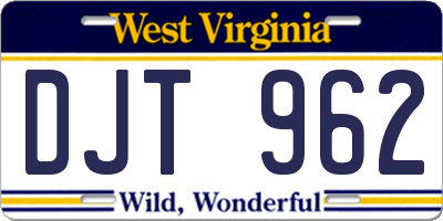 WV license plate DJT962