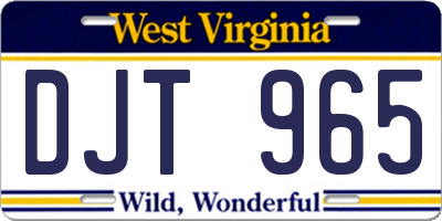 WV license plate DJT965