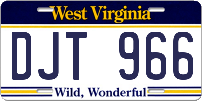 WV license plate DJT966