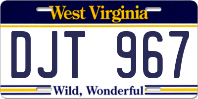 WV license plate DJT967
