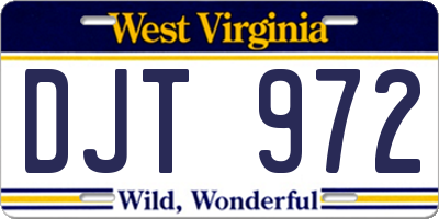 WV license plate DJT972