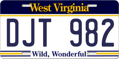 WV license plate DJT982