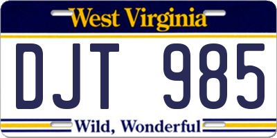 WV license plate DJT985