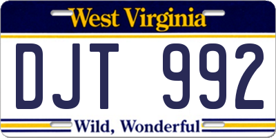 WV license plate DJT992