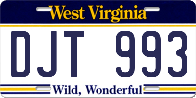 WV license plate DJT993