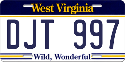 WV license plate DJT997