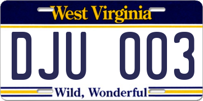 WV license plate DJU003