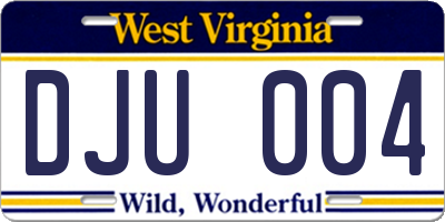 WV license plate DJU004