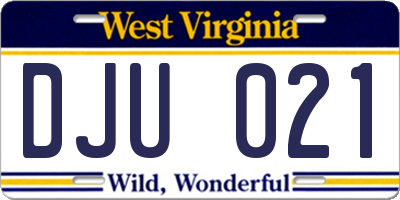 WV license plate DJU021