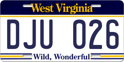 WV license plate DJU026