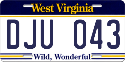 WV license plate DJU043