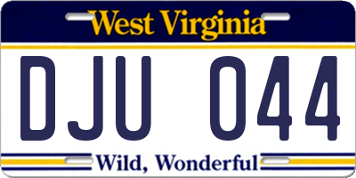 WV license plate DJU044