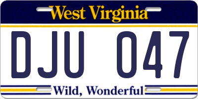 WV license plate DJU047