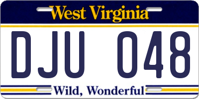 WV license plate DJU048