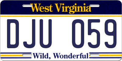 WV license plate DJU059