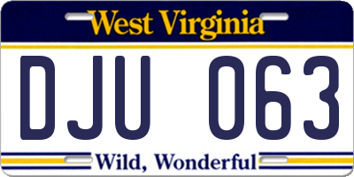 WV license plate DJU063