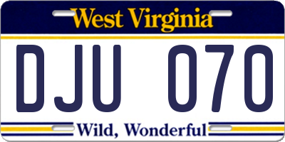 WV license plate DJU070