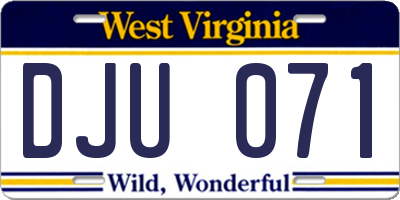 WV license plate DJU071