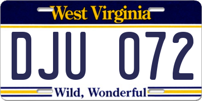 WV license plate DJU072