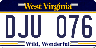 WV license plate DJU076