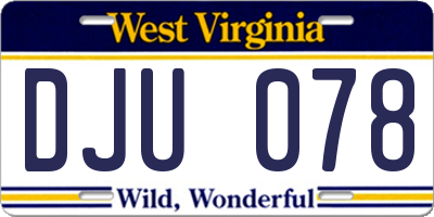 WV license plate DJU078