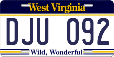 WV license plate DJU092