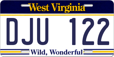 WV license plate DJU122