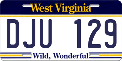 WV license plate DJU129