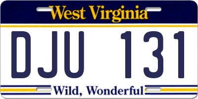 WV license plate DJU131