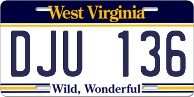 WV license plate DJU136