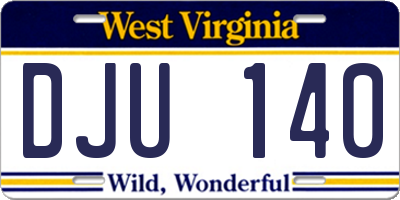 WV license plate DJU140